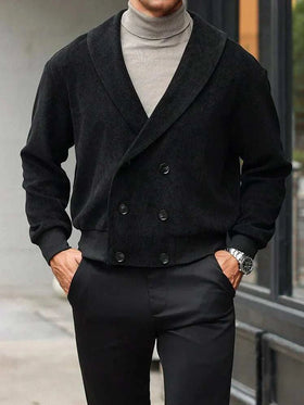 Men's Fashion Plaid Knitted Thickened Thermal Lined Jacket Coat